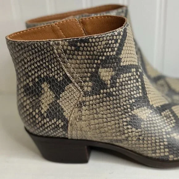 Lucky Brand | Beige Snake-Embossed Bhadie Leather Bootie - Women Size 7.5 - Picture 2 of 8